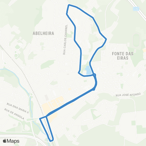 Carris Metropolitana Agualva-Cacém (Estação) via Lopas | Circular map