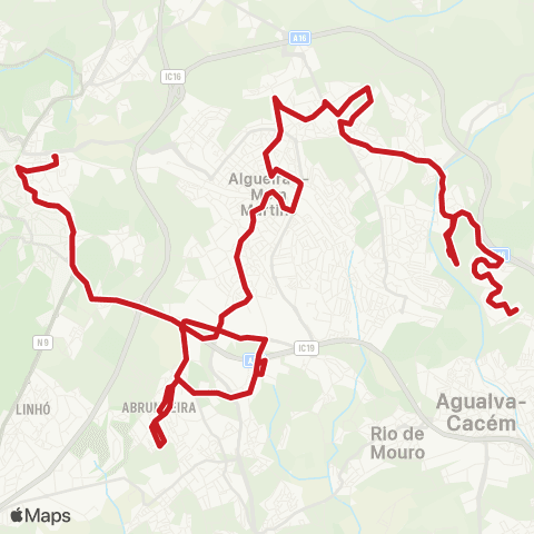 Carris Metropolitana Portela De Sintra (Estação Sul) - Mira Sintra (Junta Freguesia) map