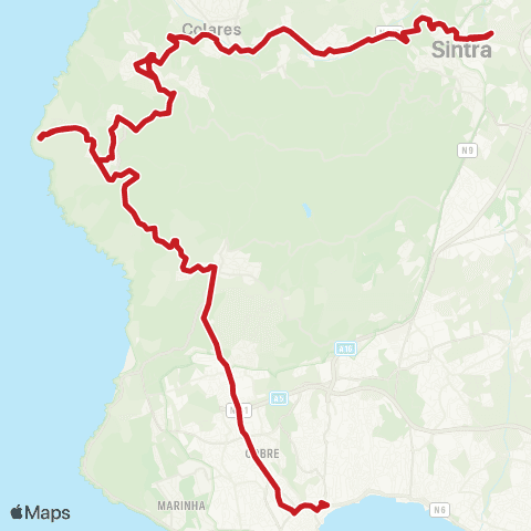 Carris Metropolitana Cascais (Terminal) - Portela De Sintra (Estação Norte) via Azóia E Almoçageme map