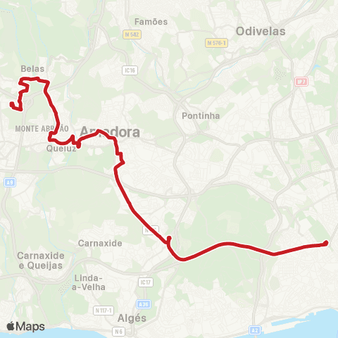 Carris Metropolitana Idanha (Urb Campinas) - Marquês Pombal (Metro) map