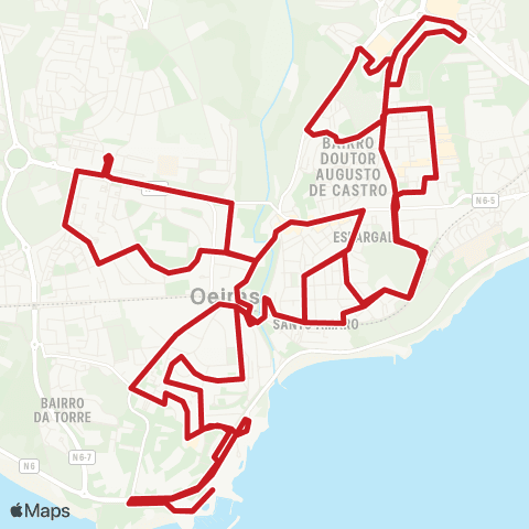 Carris Metropolitana Oeiras via Piscina Oceânica | Circular map