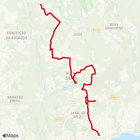 Carris Metropolitana Paço De Arcos (Estação Norte) - Talaíde (Campo Futebol) via Vila Fria map