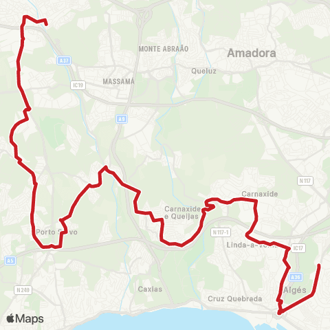 Carris Metropolitana Agualva-Cacém (Estação) - Hospital São Francisco Xavier map