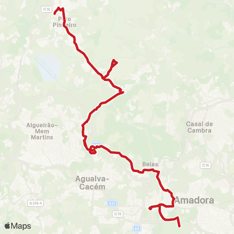 Carris Metropolitana Amadora (Hospital) - Montelavar (Largo) map