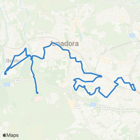 Carris Metropolitana Amadora (Hospital) - Damaia De Baixo (Pavilhão Desportivo) map