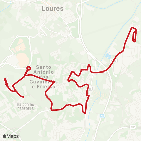 Carris Metropolitana Frielas - Torres Da Bela Vista via Santo António Dos Cavaleiros map