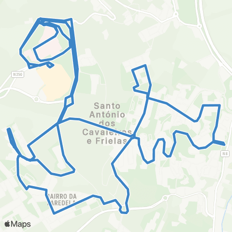 Carris Metropolitana Santo António Dos Cavaleiros | Circular via Paradela map