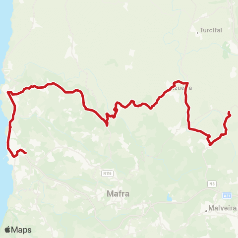 Carris Metropolitana Enxara Do Bispo - Ericeira (Terminal) map