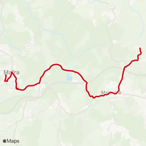 Carris Metropolitana Jerumelo - Mafra (Terminal) map