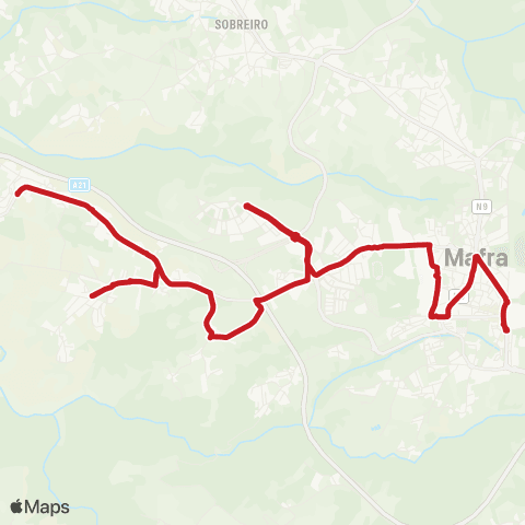 Carris Metropolitana Mafra (Palácio) - Zambujal map