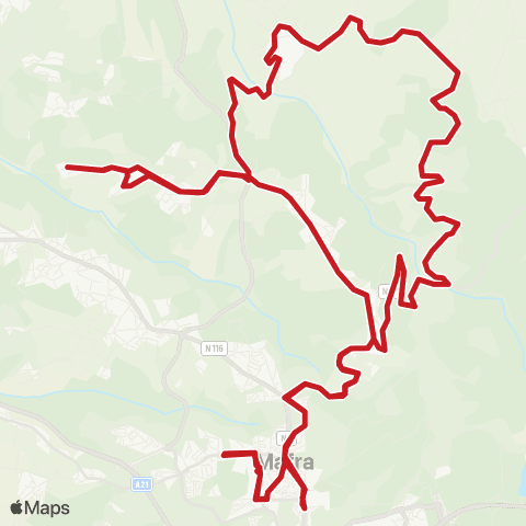 Carris Metropolitana Mafra | Circular via Sobral Da Abelheira map