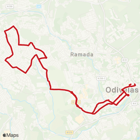 Carris Metropolitana Odivelas (Metro) | Circular via Famões map