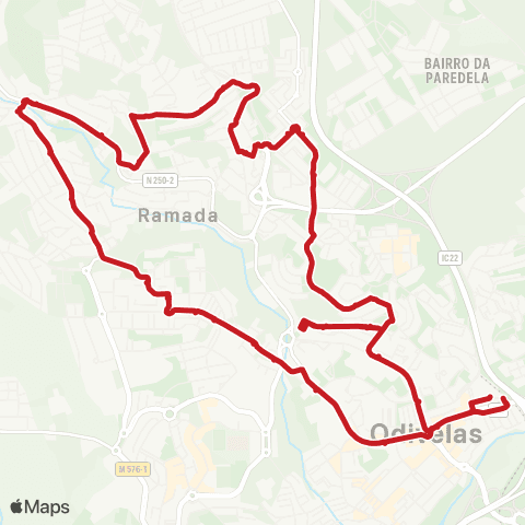 Carris Metropolitana Odivelas (Metro) | Circular via Casal Chapim map