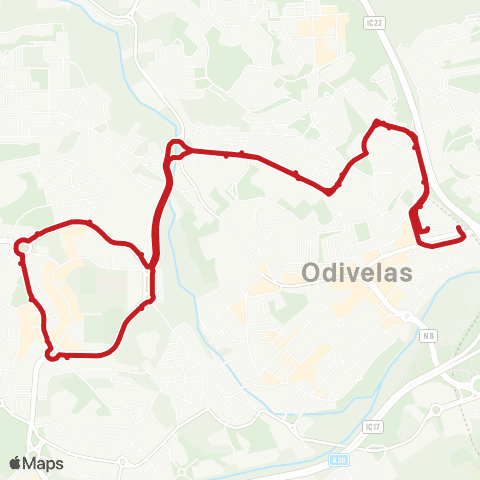 Carris Metropolitana Odivelas (Metro) | Circular via Colinas Do Cruzeiro map