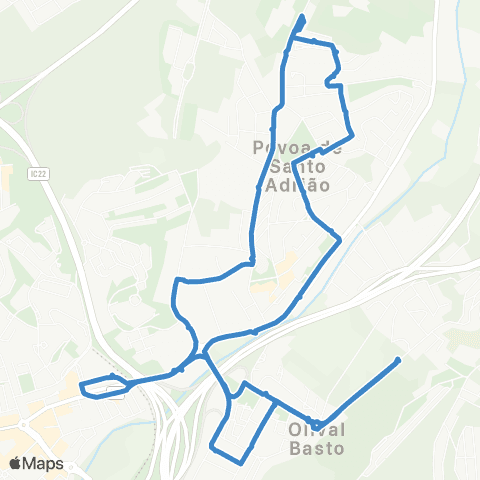 Carris Metropolitana Olival Basto | Circular via Póvoa De Santo Adrião E Odivelas (Metro) map