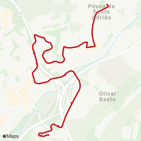 Carris Metropolitana Póvoa De Santo Adrião (Parque Urbano) - Senhor Roubado (Metro) map