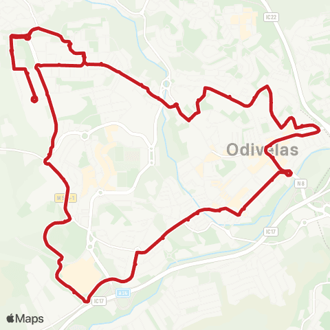 Carris Metropolitana Arroja | Circular via Odivelas (Centro Comercial) map