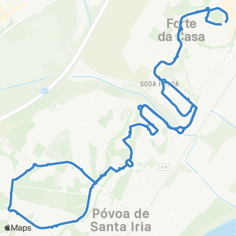 Carris Metropolitana Forte Da Casa | Circular via Póvoa De Santa Iria map