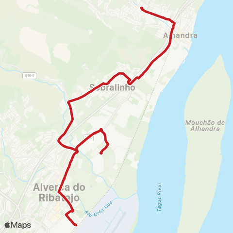 Carris Metropolitana Alhandra (Escola) - Alverca (Estação) map