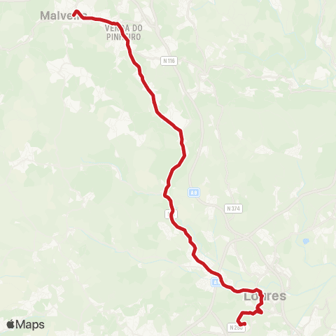 Carris Metropolitana Loures (Centro Comercial) - Malveira (Terminal) map