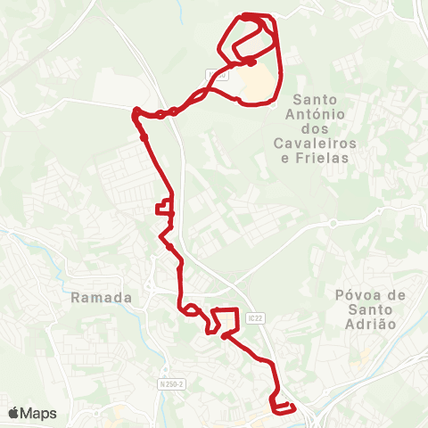 Carris Metropolitana Odivelas (Metro) | Circular via Loures (Hospital) map