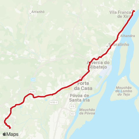 Carris Metropolitana Loures - Vila Franca De Xira map