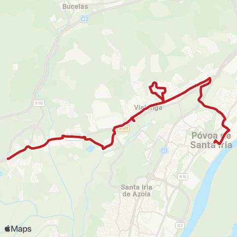 Carris Metropolitana Póvoa De Santa Iria (Estação) - Santo Antão Do Tojal map