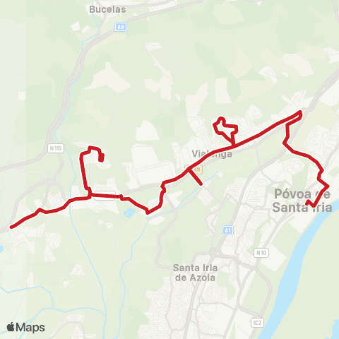 Carris Metropolitana Póvoa De Santa Iria (Estação) - Santo Antao Do Tojal via Alpriate map