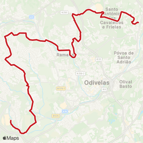 Carris Metropolitana Santo António Dos Cavaleiros - Ubbo map