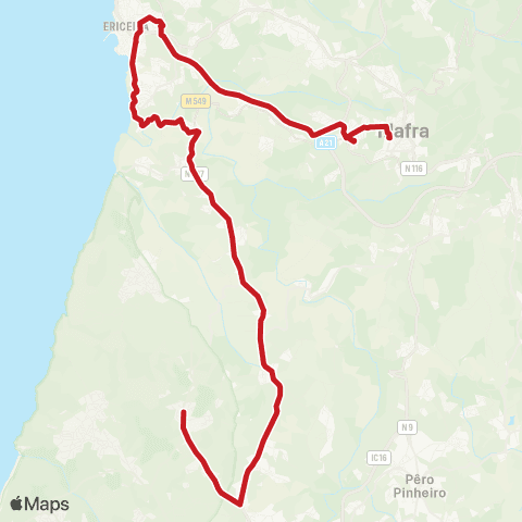 Carris Metropolitana Mafra (Terminal) - São João Das Lampas map