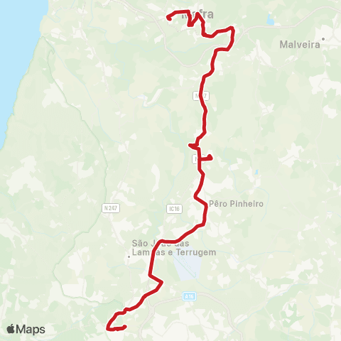 Carris Metropolitana Mafra (Parque Desportivo) - Portela De Sintra (Estação) map