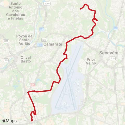 Carris Metropolitana Alto Do Moínho - Lisboa (Campo Grande) map