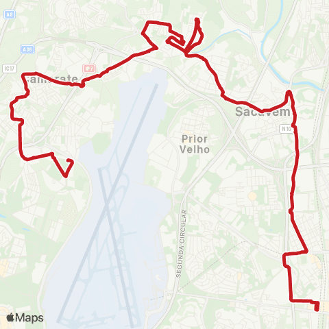 Carris Metropolitana Charneca - Lisboa (Estação Do Oriente) via Bairro Santiago map