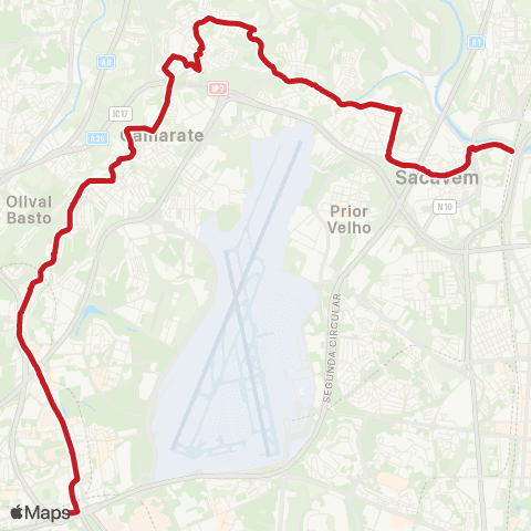 Carris Metropolitana Lisboa (Campo Grande) - Sacavém (Estação) map