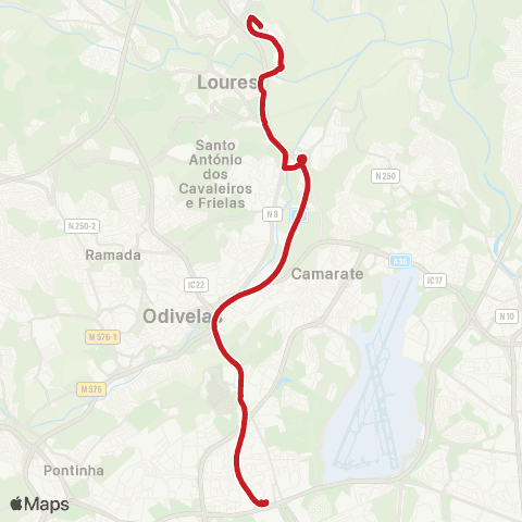 Carris Metropolitana Infantado - Lisboa (Campo Grande) map