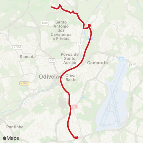 Carris Metropolitana Lisboa (Campo Grande) - Loures (Urmeira) map