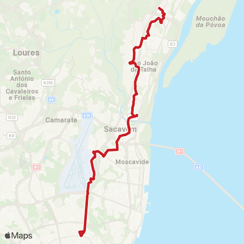 Carris Metropolitana Lisboa (Areeiro) - via Rara map