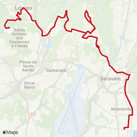 Carris Metropolitana Lisboa (Estação Do Oriente) - Loures (Centro Comercial) via Unhos map