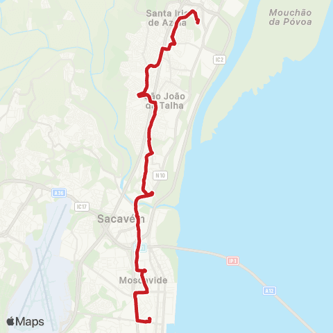 Carris Metropolitana Lisboa (Estação Do Oriente) - Santa Iria Da Azóia map