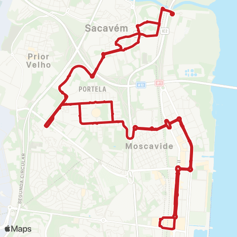 Carris Metropolitana Lisboa (Estação Do Oriente) | Circular via Portela map