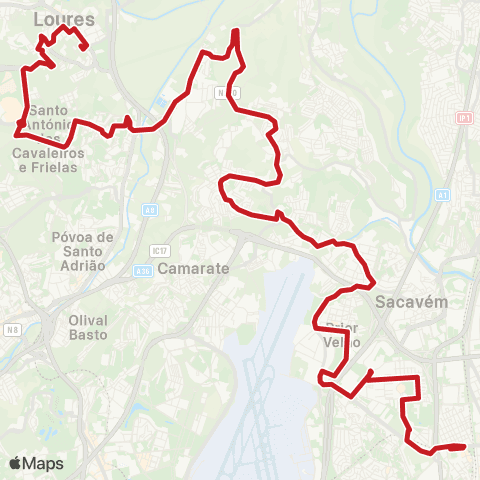 Carris Metropolitana Loures (Supermercado) - Moscavide (Metro) map