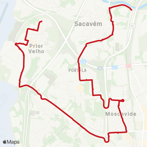 Carris Metropolitana Prior Velho - Sacavém (Estação) map