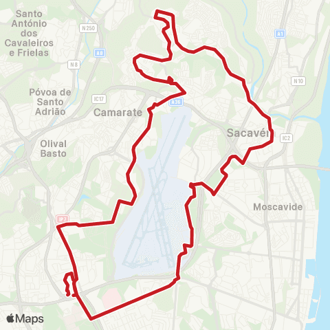 Carris Metropolitana Lisboa (Campo Grande) | Circular via Sacavém map
