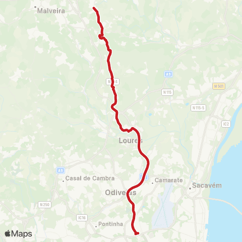 Carris Metropolitana Lisboa (C. Grande) - Povoa Da Galega via A8 E Sete Casas map