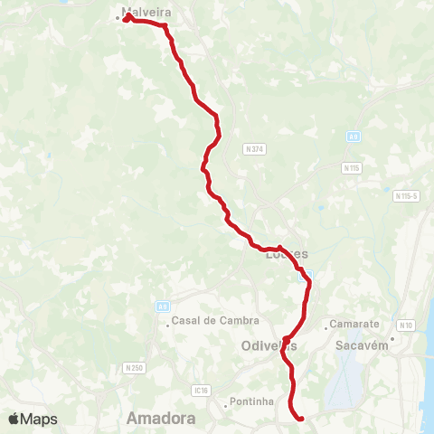 Carris Metropolitana Lisboa (C. Grande) - Malveira (Terminal) map