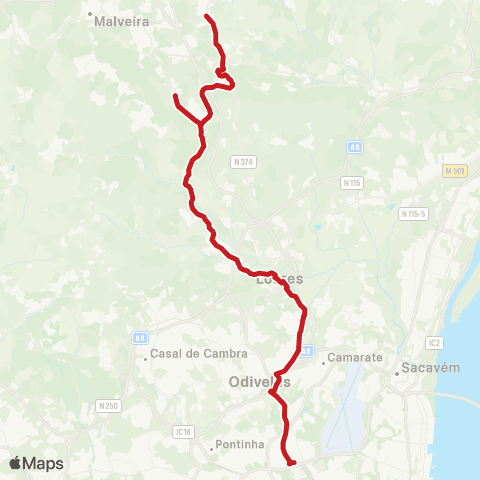 Carris Metropolitana Lisboa (C. Grande) - Povoa Da Galega via Guerreiros E Lousa map