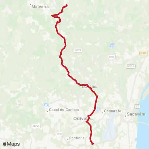 Carris Metropolitana Lisboa (C. Grande) - Povoa Da Galega via Casais Do Forno map