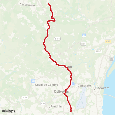 Carris Metropolitana Lisboa (C. Grande) - Povoa Da Galega via Urbanização Do Almirante map