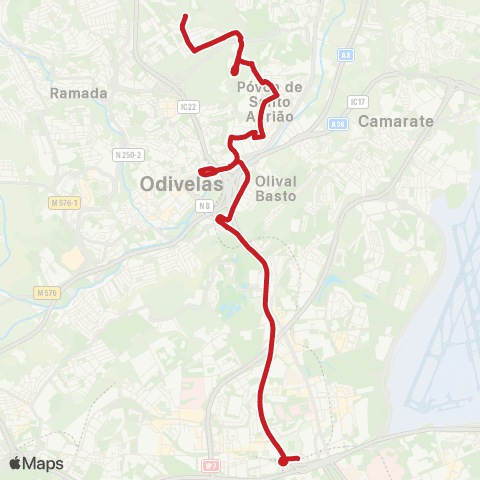 Carris Metropolitana Casal Da Paradela - Lisboa (Campo Grande) map