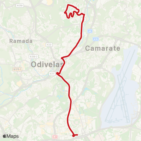 Carris Metropolitana Lisboa (Campo Grande) - Santo António De Cavaleiros via Cidade Nova map